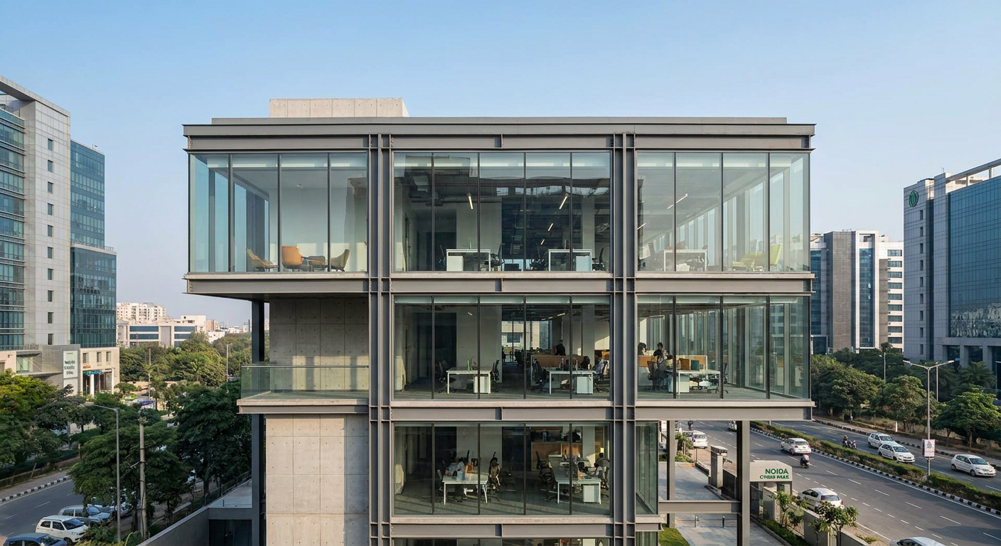 Contemporary Office Space - Noida prefab home by The Hut Company